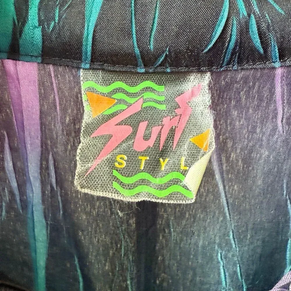 Vintage 90s Surf Style 1/4 Zip Windbreaker Pullover Jacket Interplanetary Multic - Picture 7 of 8